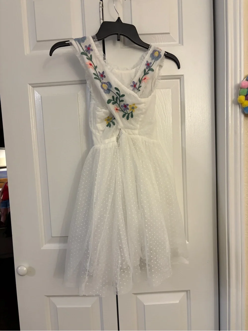Mini Boden Tulle Cross-Back Embroidered Floral Party Dress Soft Ivory 9-10 Y